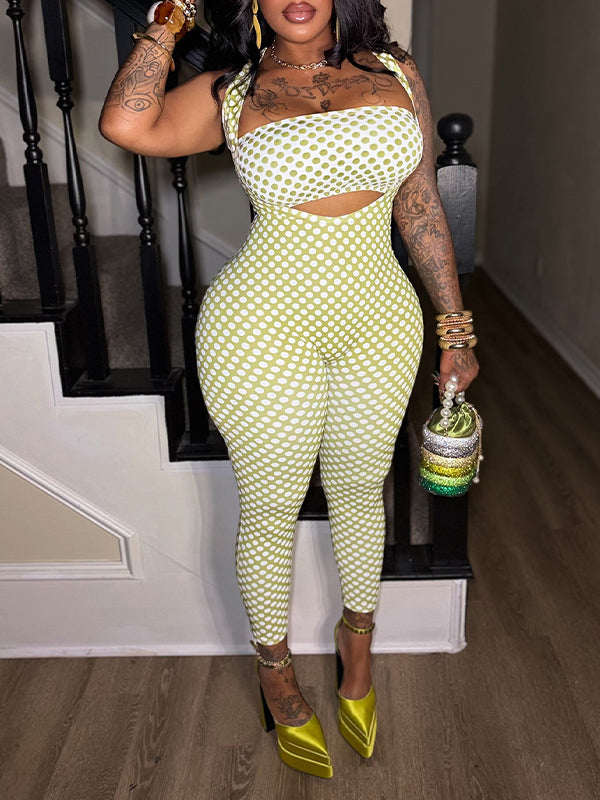 Dot Bandeau Top & Jumpsuit Set