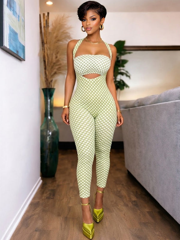 Dot Bandeau Top & Jumpsuit Set