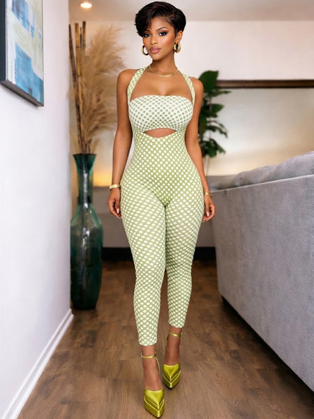 Dot Bandeau Top & Jumpsuit Set
