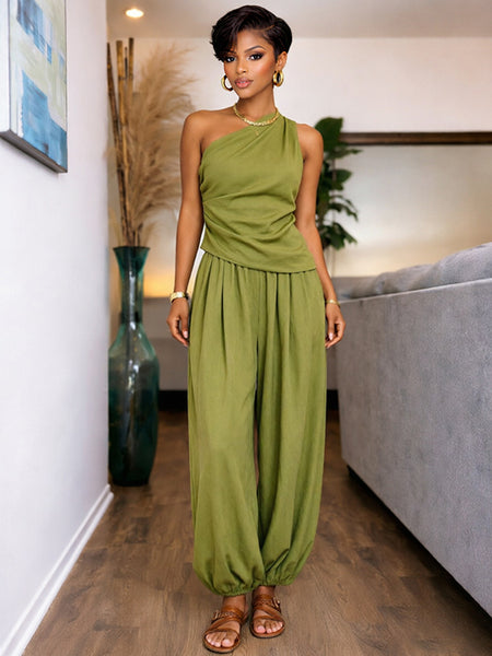 One-Shoulder Tank Top & Pants Set