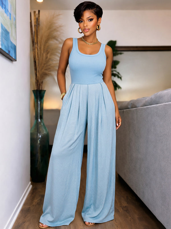Wide-Leg Sleeveless Jumpsuit