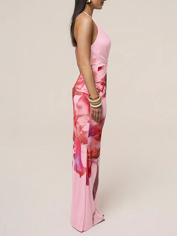 Floral Halter Maxi Dress