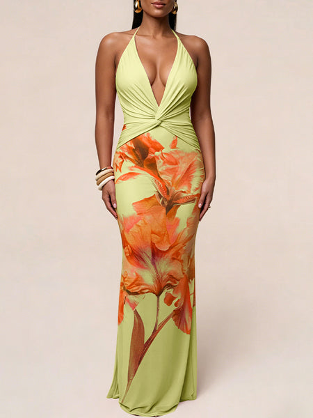 Floral Halter Maxi Dress