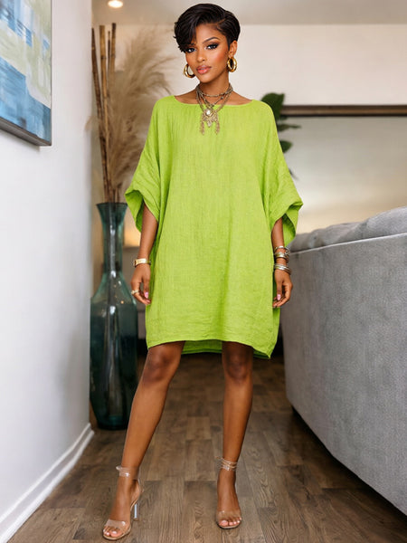 Solid Batwing-Sleeve Dress