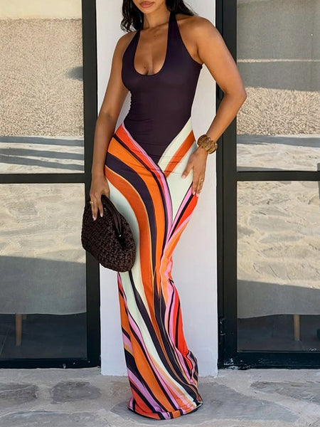 Printed Halter Maxi Dress
