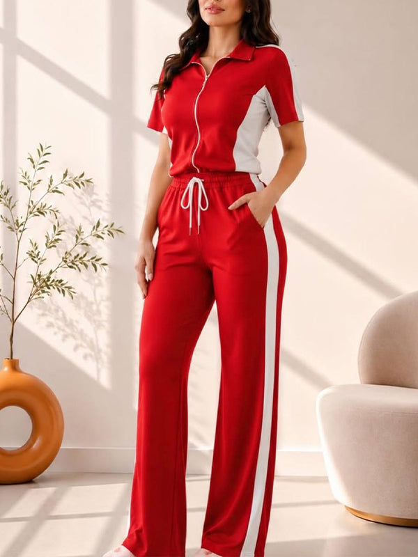 Two-Tone Zip Top & Pants Set