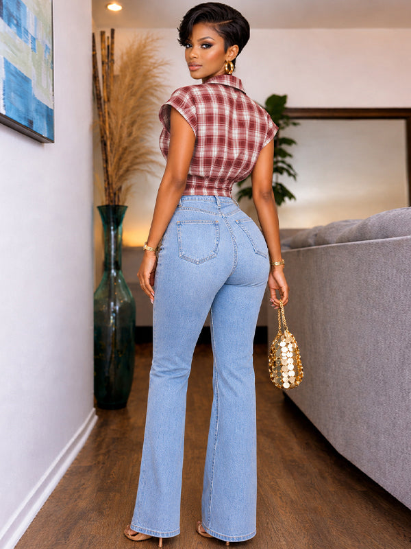 Plaid V-Neck Shirt