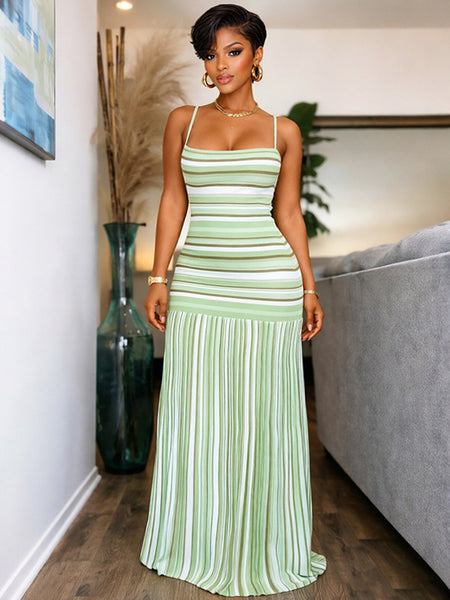 Stripe Combo Cami Maxi Dress