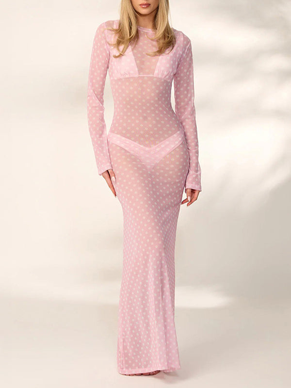 Dot Sheer Maxi Dress