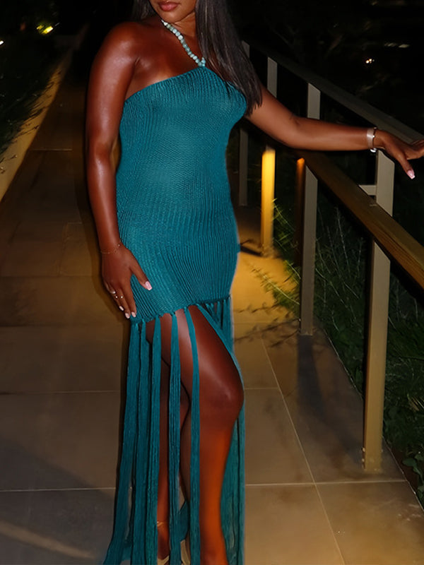 Fringe Halter Dress