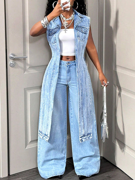 Sleeveless Denim Tunic Top