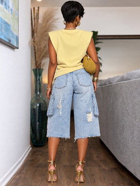 Ripped Cargo Bermuda Shorts