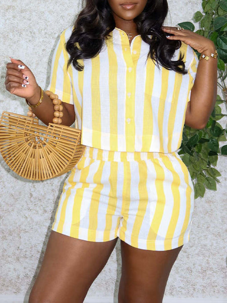 Stripe Shirt & Shorts Set