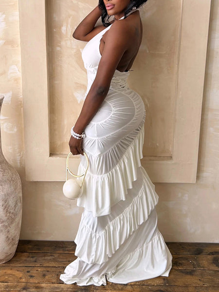 Ruched Halter Maxi Dress