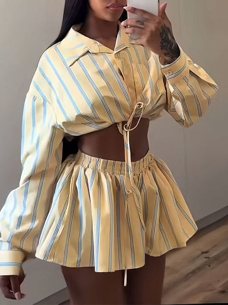 Stripe Shirt & Shorts Set