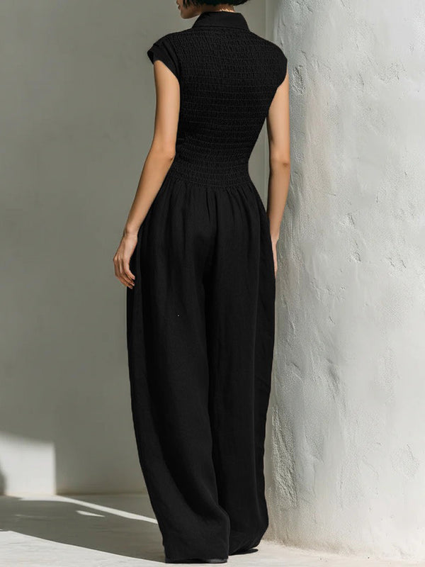 Cinched-Waist Sleeveless Jumpsuit