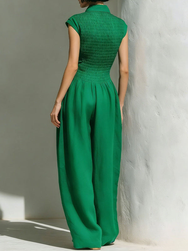 Cinched-Waist Sleeveless Jumpsuit