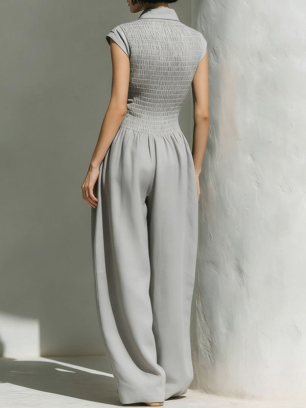Cinched-Waist Sleeveless Jumpsuit