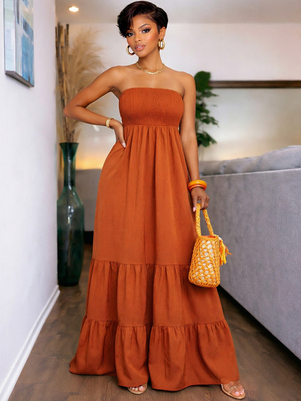 Smocked Strapless Ruffle Dress