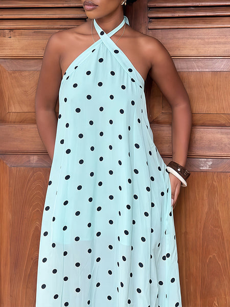Dot Halter Maxi Dress