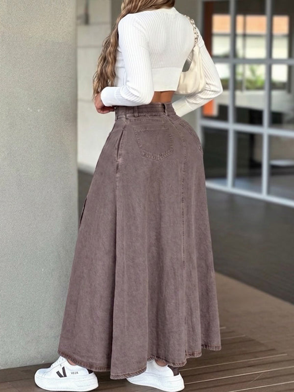 Button Denim Skirt