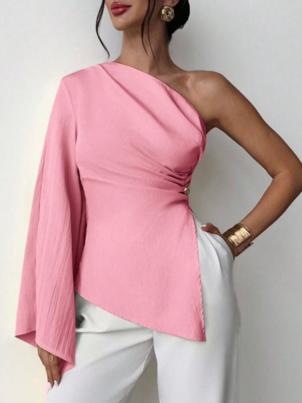 One-Shoulder Bell-Sleeve Top
