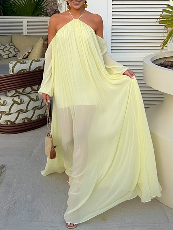 Off-Shoulder Halter Maxi Dress