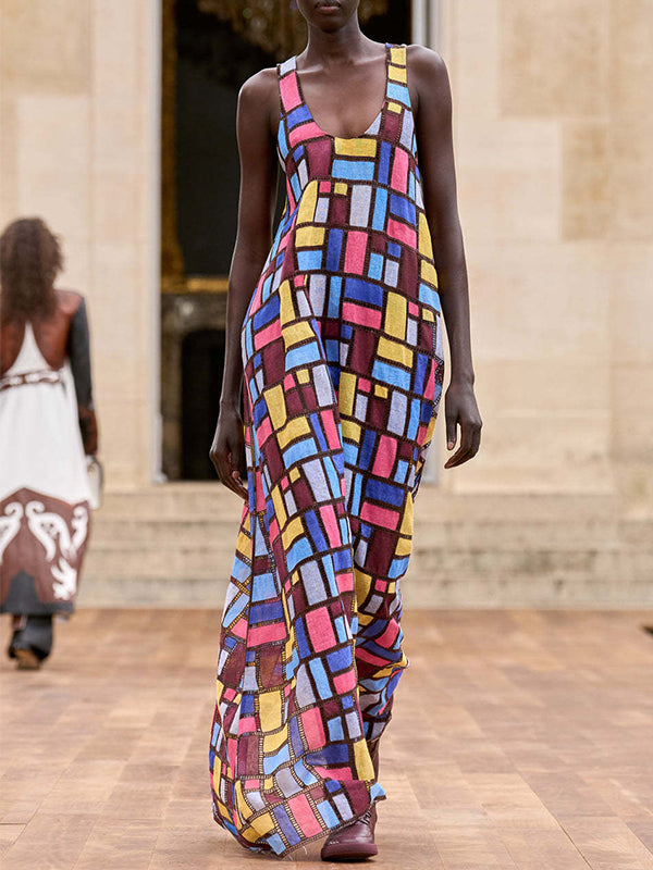 Printed Sleeveless Maxi Dress