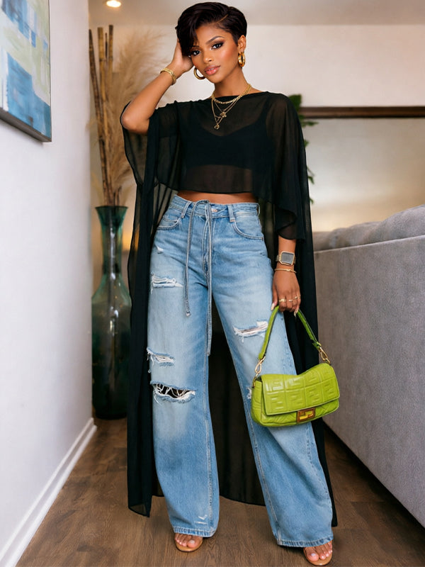 High-Low Sheer Tunic Top