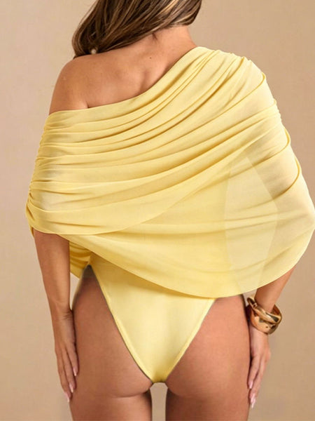 Ruched Boat-Neck Bodysuit