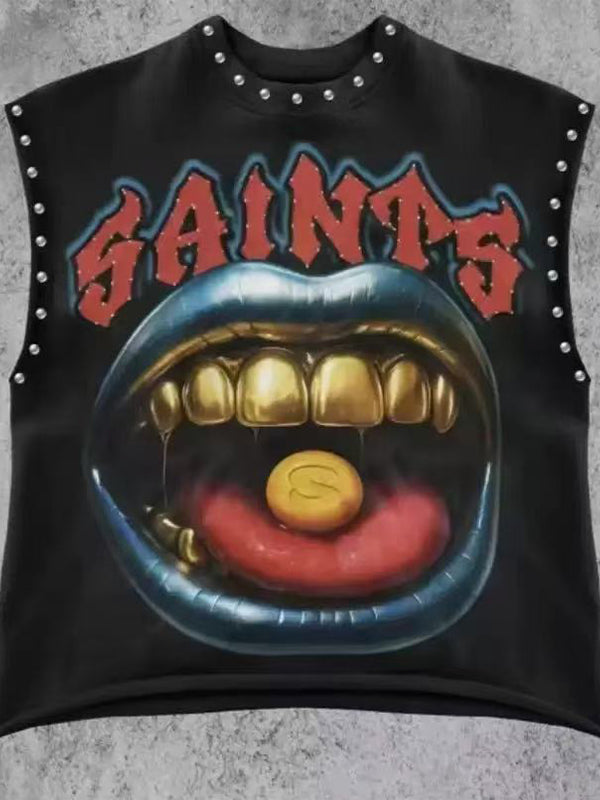 Printed Studded Tank Top