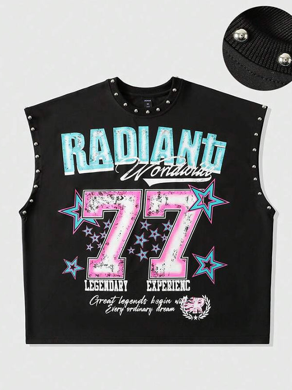 Printed Studded Tank Top