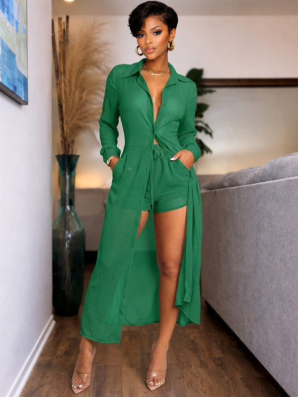 Solid Tunic Shirt & Shorts Set