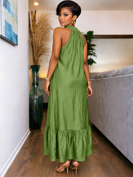 Sleeveless Ruffle Shirt Dress