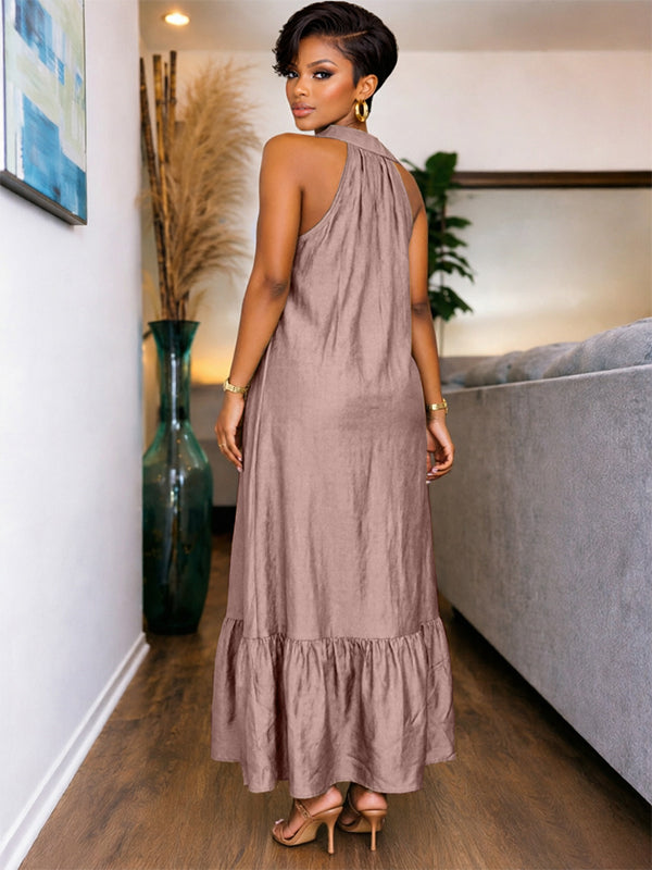 Sleeveless Ruffle Shirt Dress