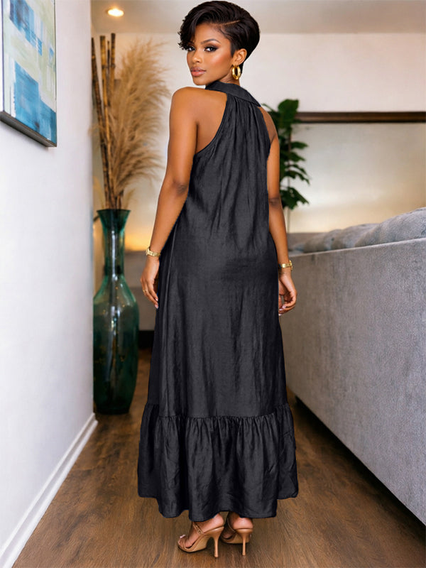 Sleeveless Ruffle Shirt Dress