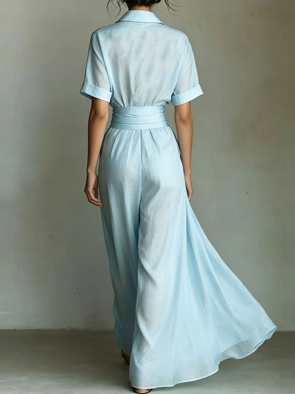 Solid Tied Shirt Dress