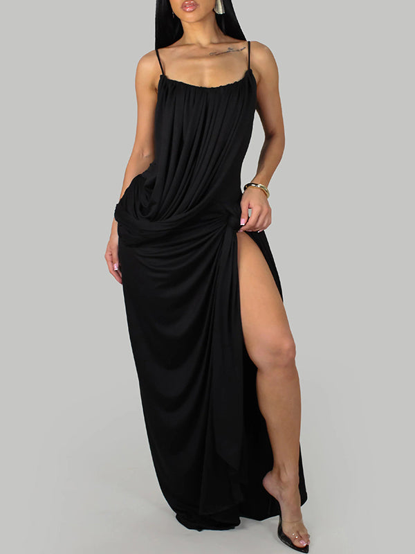 Ruched Slit Cami Dress