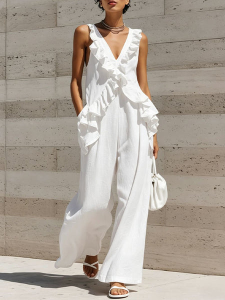 Ruffle Sleeveless Jumpsuit