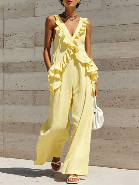Ruffle Sleeveless Jumpsuit