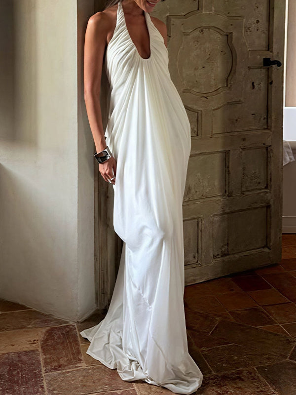 Ruched Halter Maxi Dress