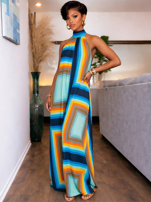 Printed Wide-Leg Sleeveless Jumpsuit