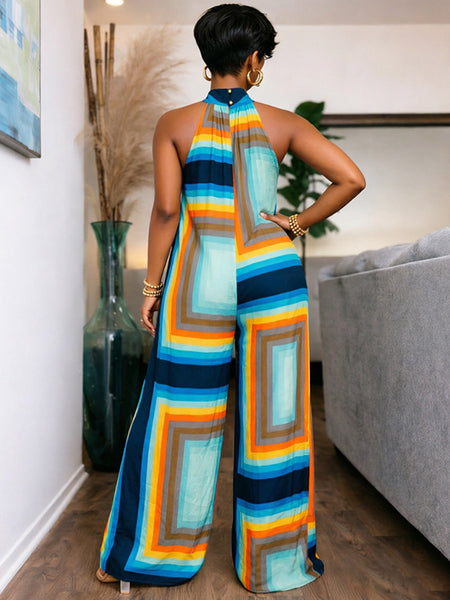 Printed Wide-Leg Sleeveless Jumpsuit
