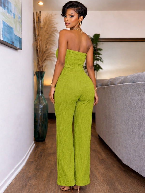 Solid Tied Strapless Jumpsuit