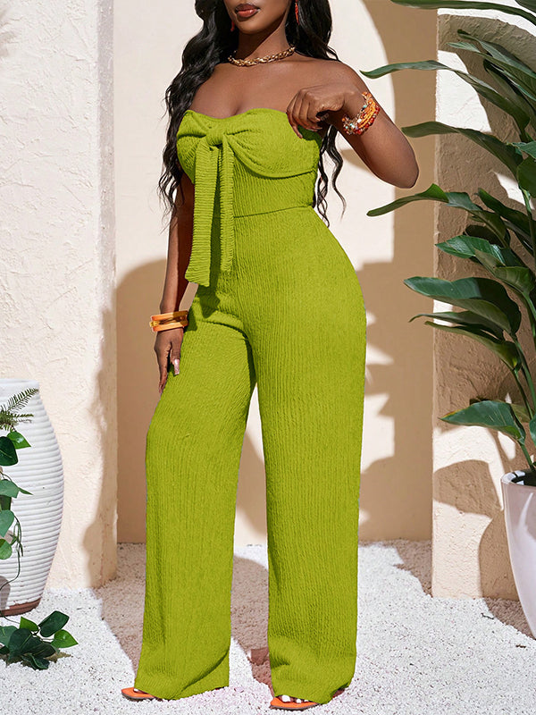 Solid Tied Strapless Jumpsuit