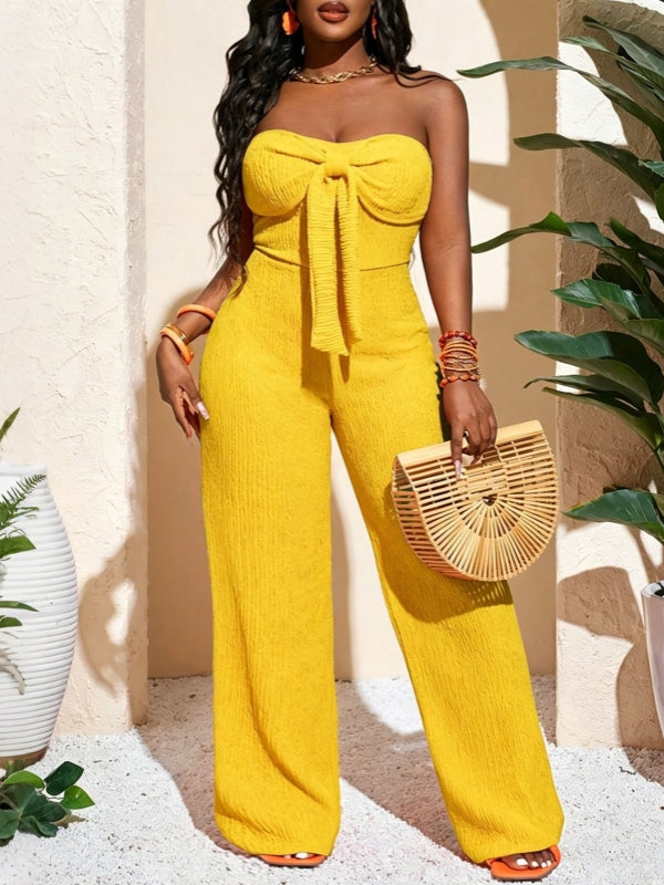 Solid Tied Strapless Jumpsuit