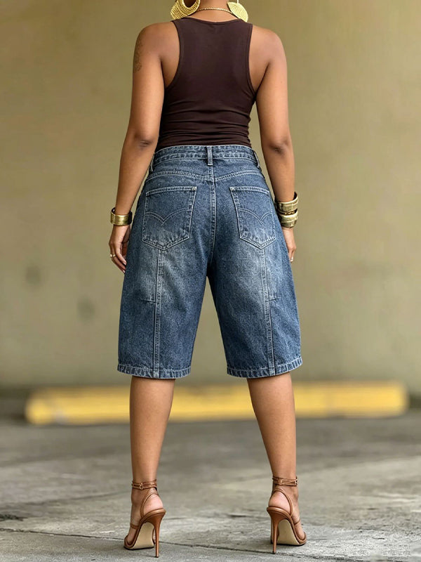 Patchwork Bermuda Denim Shorts