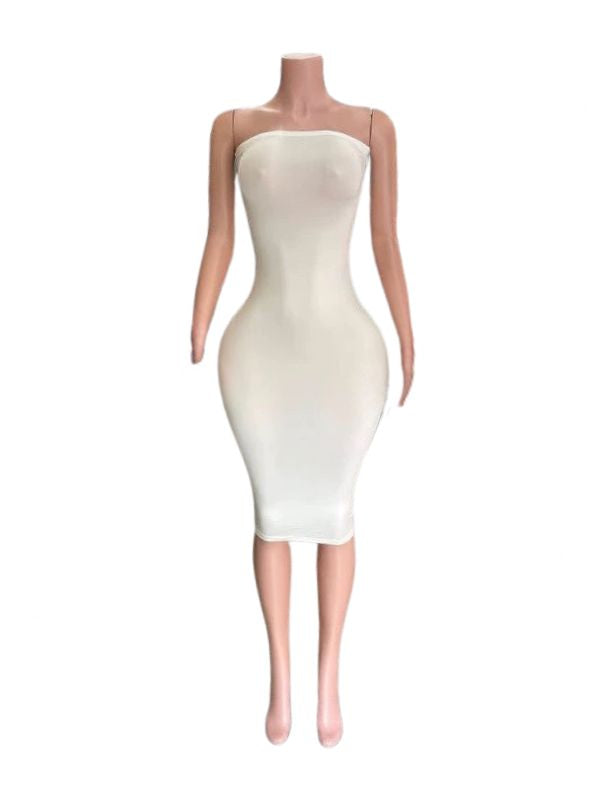 Solid Strapless Bodycon Dress