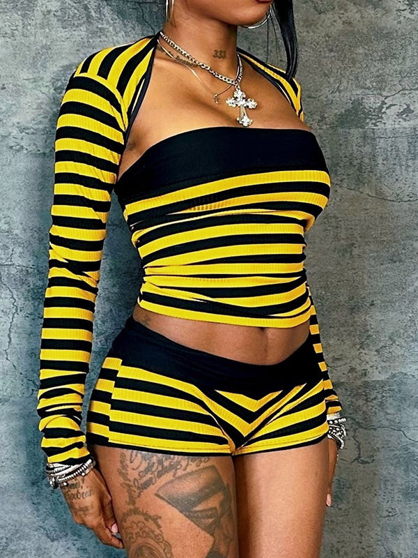 Stripe 3PC Shorts Set