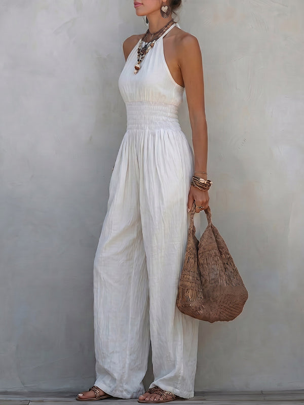 Tied-Neck Sleeveless Jumpsuit